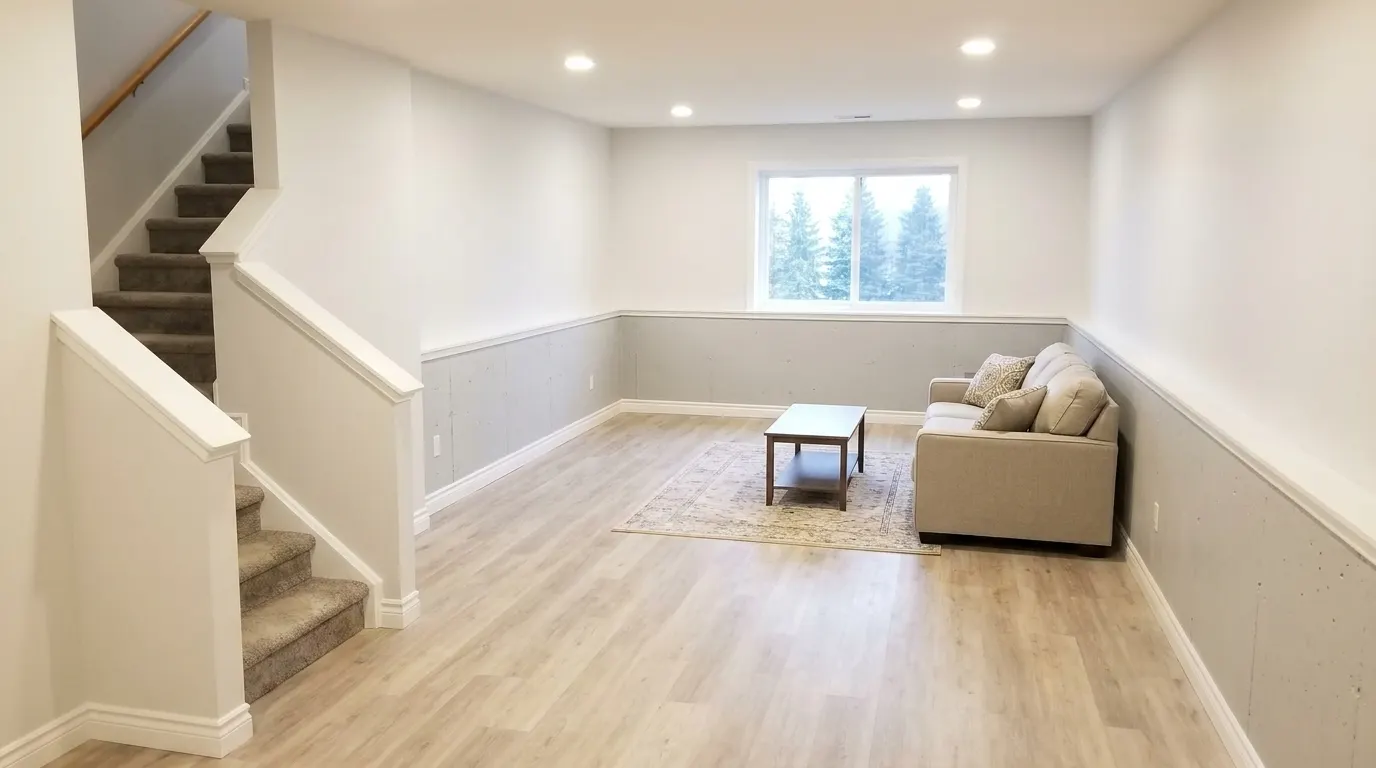 Same basement extracted, disinfected and dry after cleanup